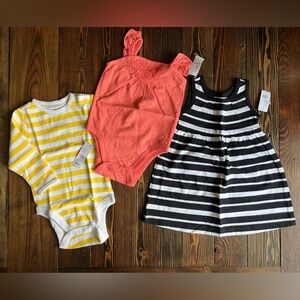 OLD NAVY • 6-12 month baby girl summer bundle dress bodysuit waffle knit NWT
